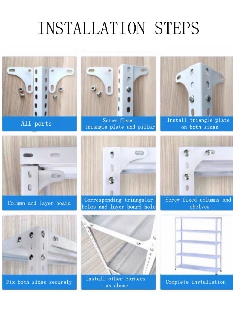 Spides 4-Tier Multifunctional Storage Rack Heavy Duty Metal Cabinet Shelf Floor Standing Shelving Unit with Pegboard Organiser Large Capacity Storage Organizer Shelves for Kitchen Laundry Bathroom Pantry Basement Utility Room - Image 5